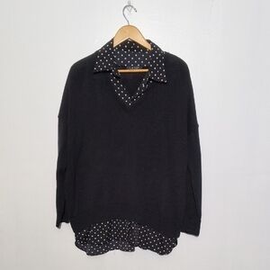 LAUREN Ralph Lauren Black Label Polka Dot Layered Sweater Size 2X